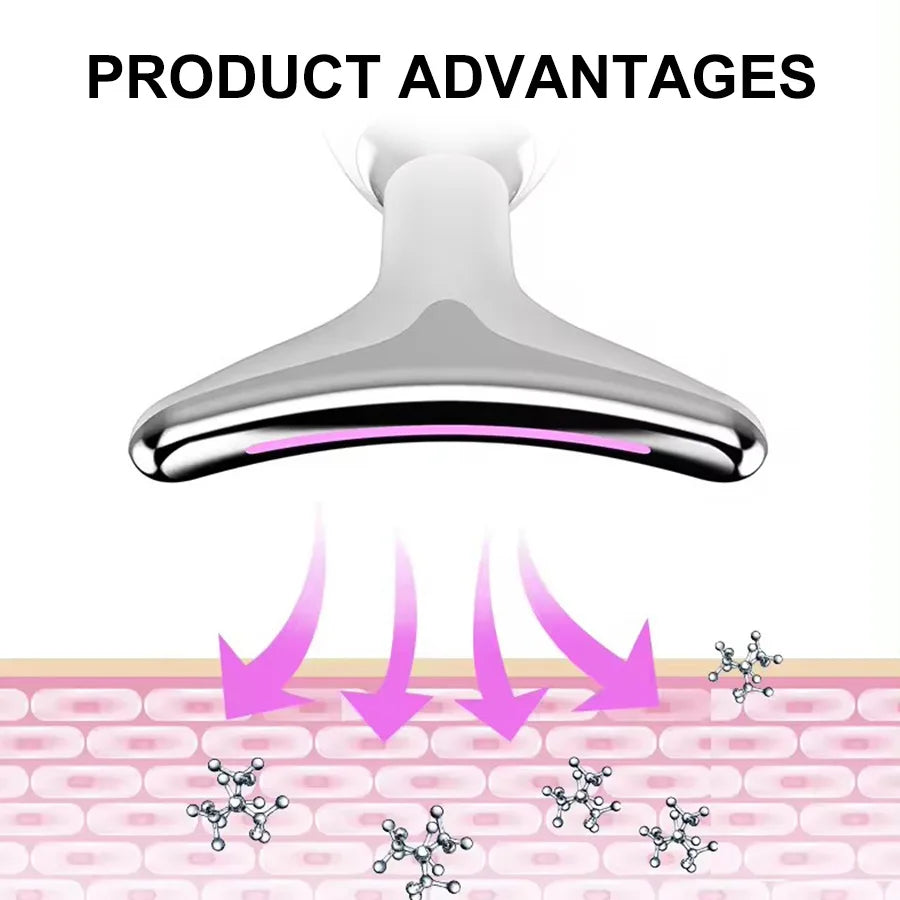 7-Color LED EMS Face & Neck Lifting Massager – Anti-Wrinkle, 45°C Heat & Vibration Skin Tightening Device
