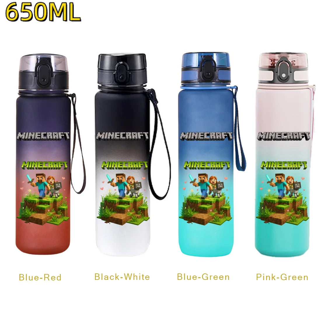 650ml Gradient Color PC Sports Water Bottle with Handle – Leakproof Shaker Bottle for Fitness, Travel & Office