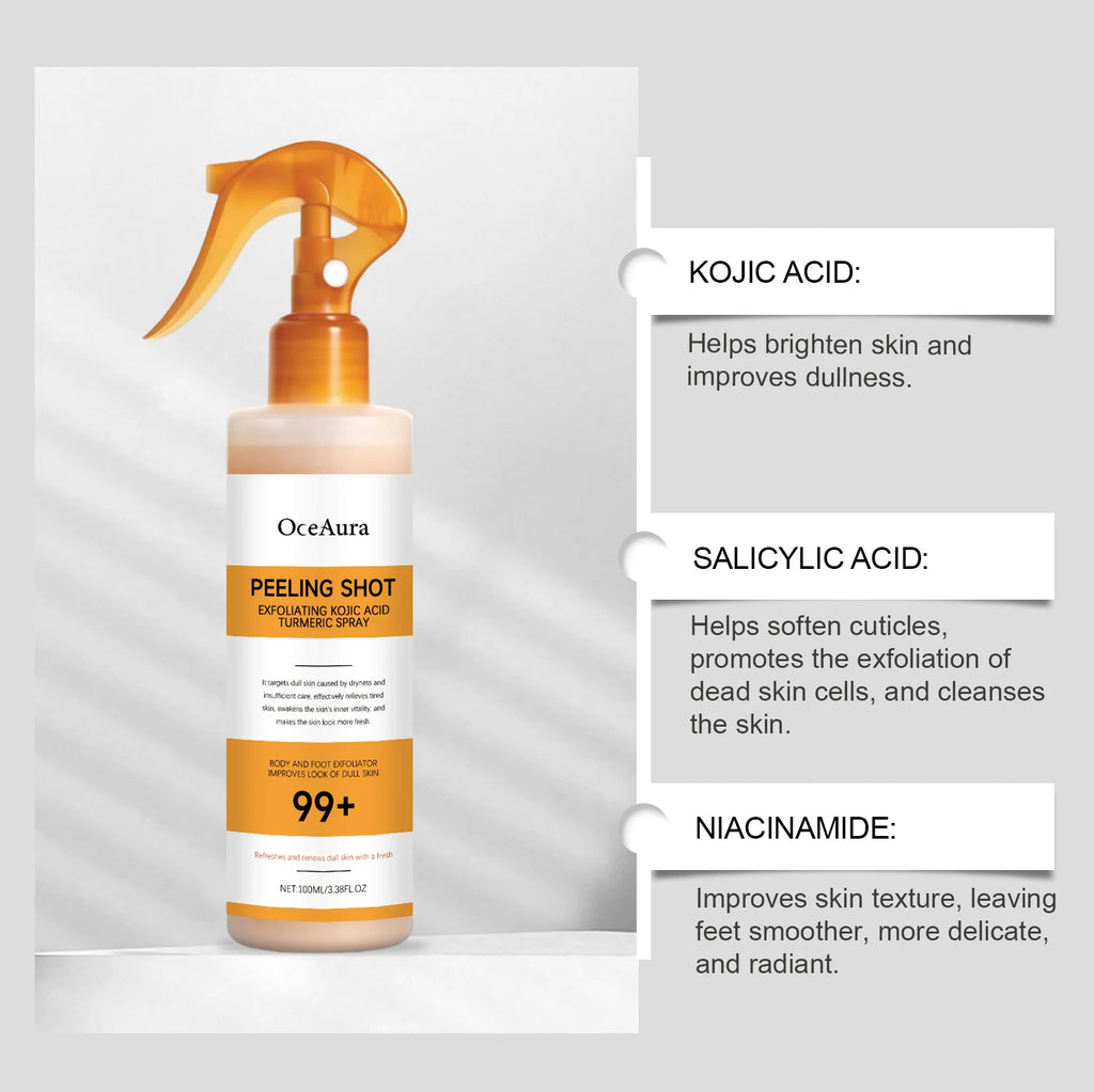 Kojic Acid Turmeric Exfoliating Body Spray – Brightening Peeling Solution 100ml
