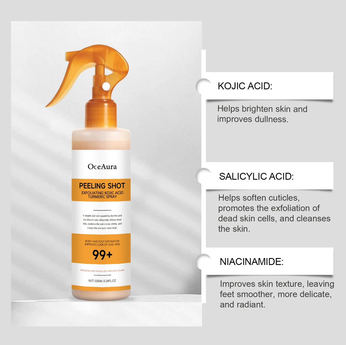 Kojic Acid Turmeric Exfoliating Body Spray – Brightening Peeling Solution 100ml