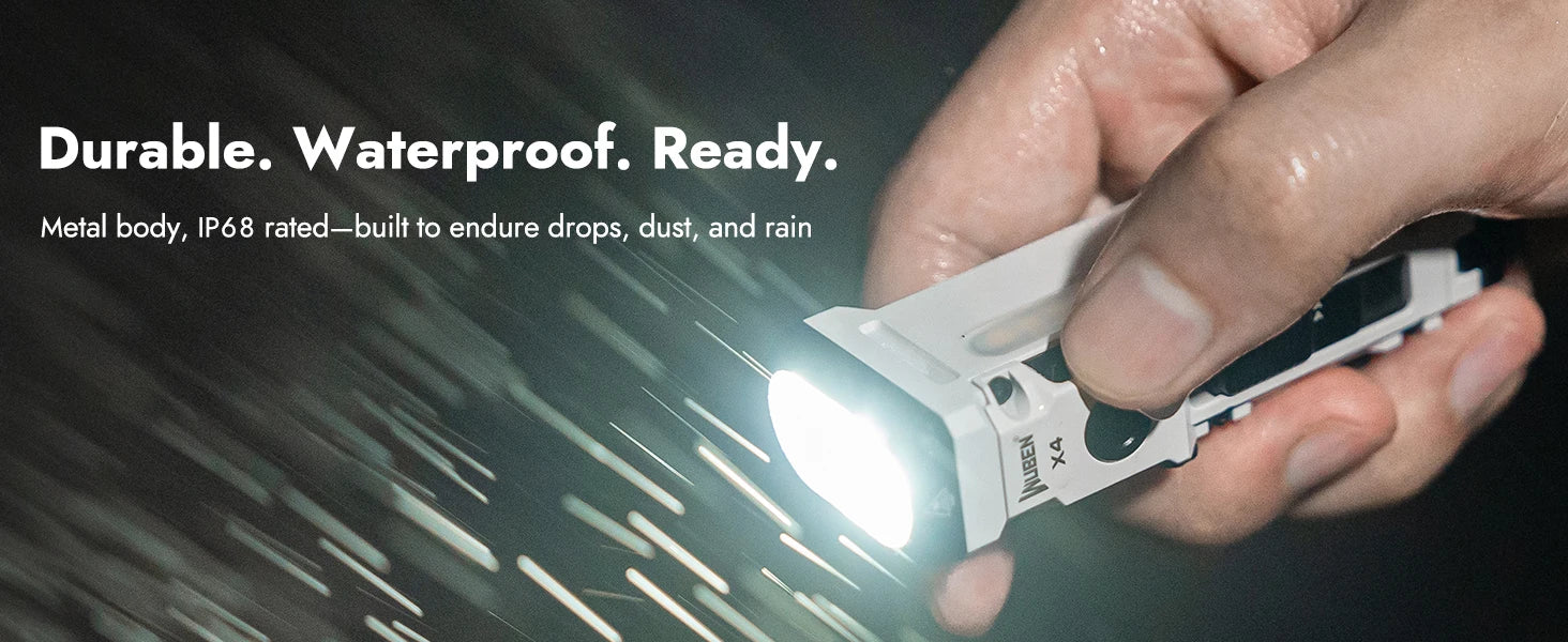 WUBEN X4 EDC Flat Flashlight — 1500 Lumens, RGB Light, Magnetic Base, Tactical Switch, IP68 Waterproof