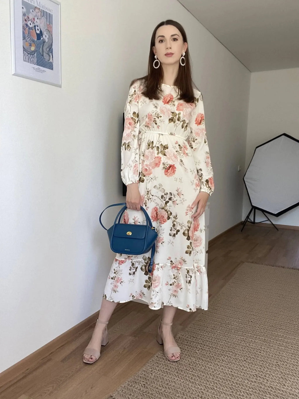 Women Long Dresses Spring Summer Casual Full Sleeve Floral geometry Printed O neck Woman Bohe Beach Party Dress Mujer Vestidos