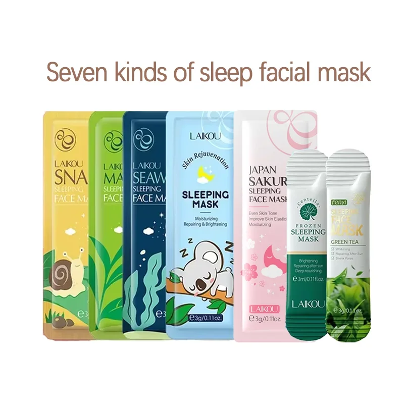 LAIKOU 7-Piece Sleeping Face Mask Set — Snail & Matcha