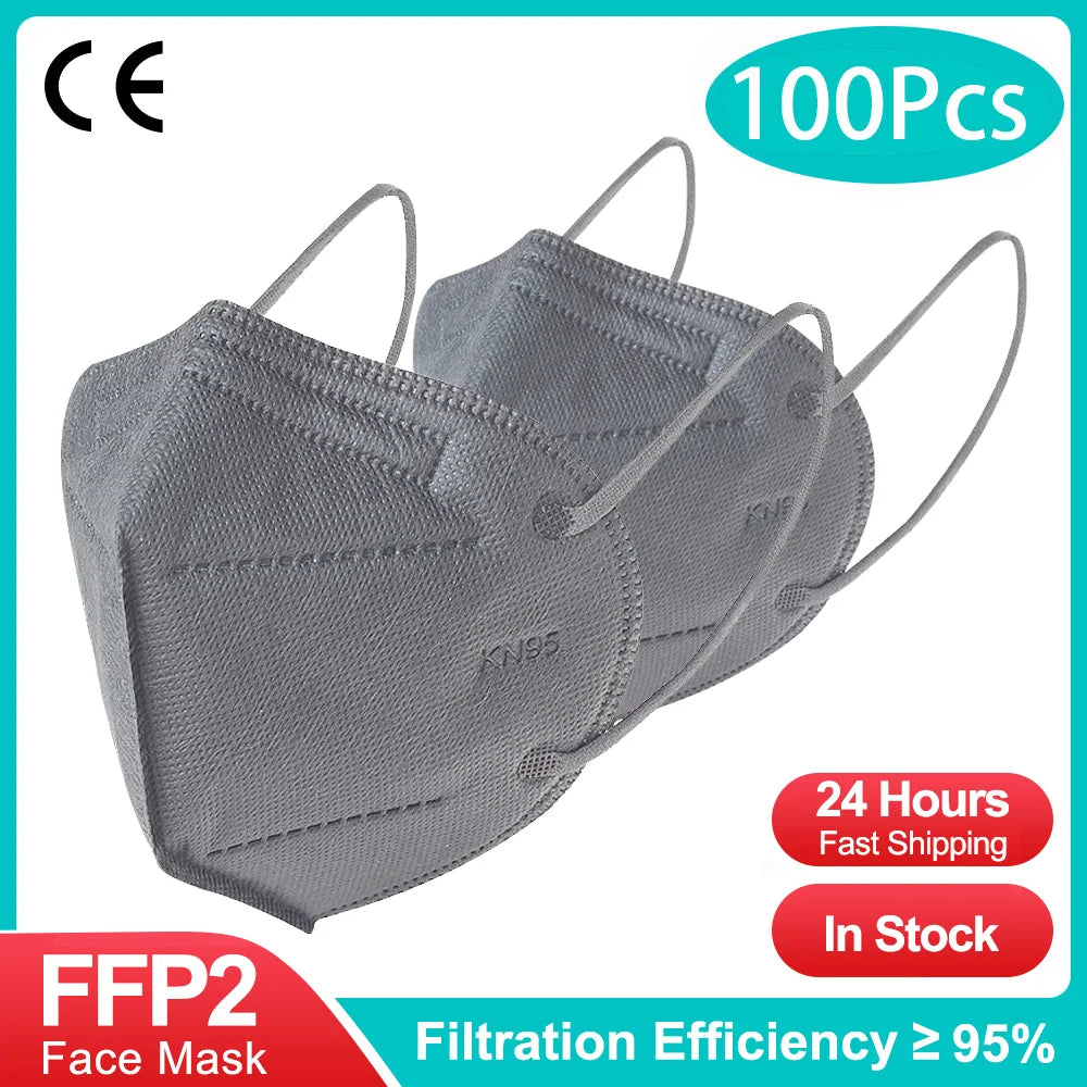 KN95 FFP2 Black Face Masks — CE Certified 5-Layer Protection (10-200 Pack)