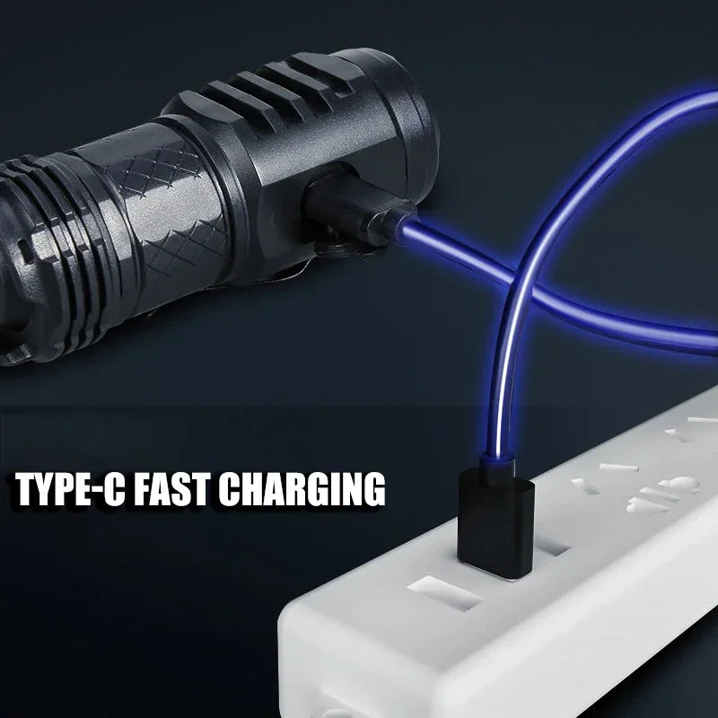 High Power LED Flashlight – Built-In Rechargeable Battery, Pen Clip Torch for Camping & Emergency Use