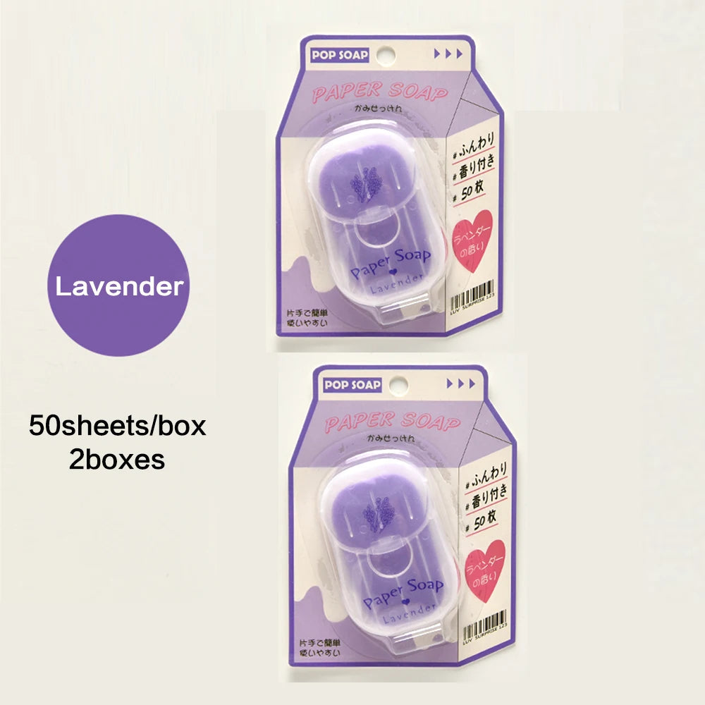 Portable Hand Soap Sheets for Travel – Dissolving Cleanser Wipes, Alcohol-Free, 50 Sheets/Box