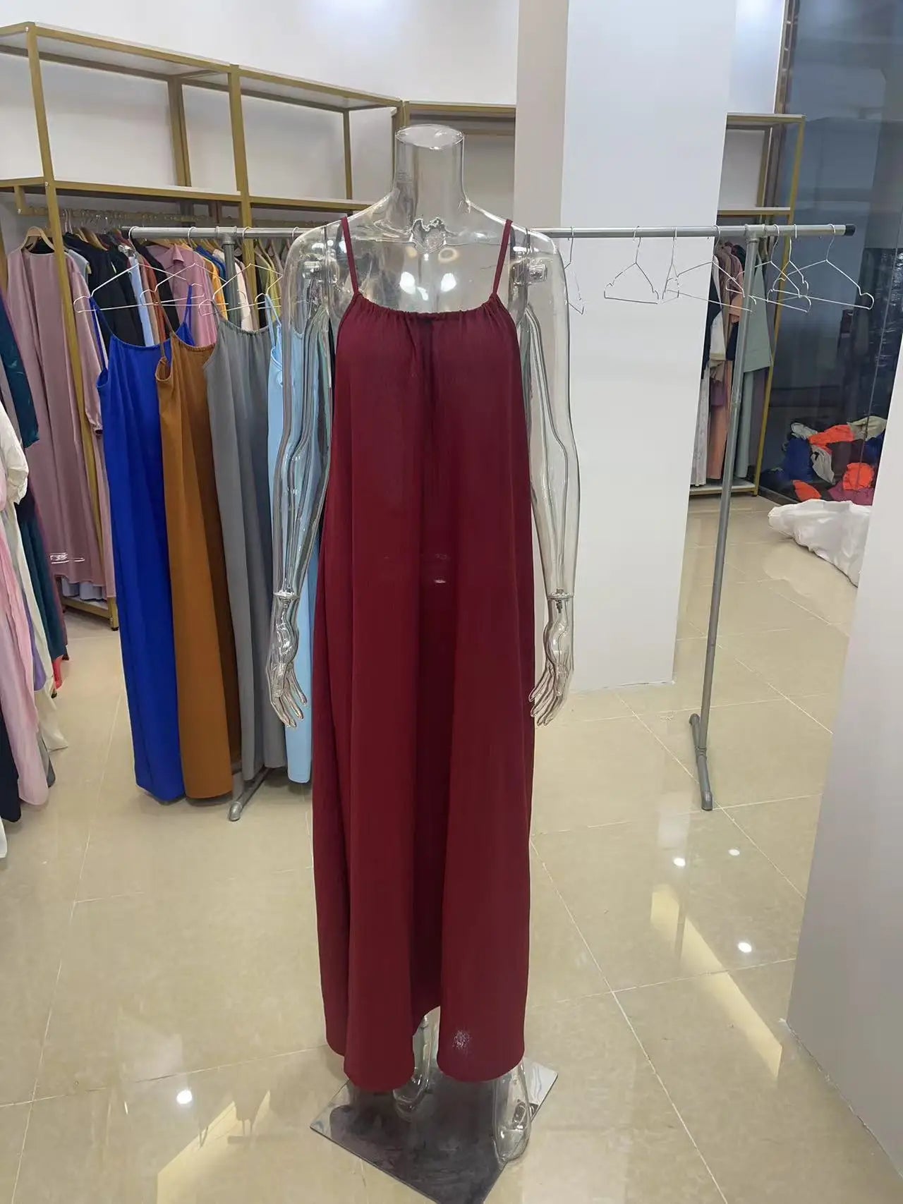 Women's Strapless Backless Loose Maxi Dress – Comfortable Sleepwear & Casual Home Dress