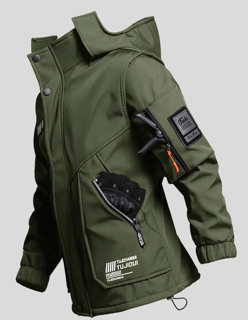 Men's Velvet Thickened Windproof Waterproof Outdoor Jacket & Pants Set – Warm Winter Work Suit
