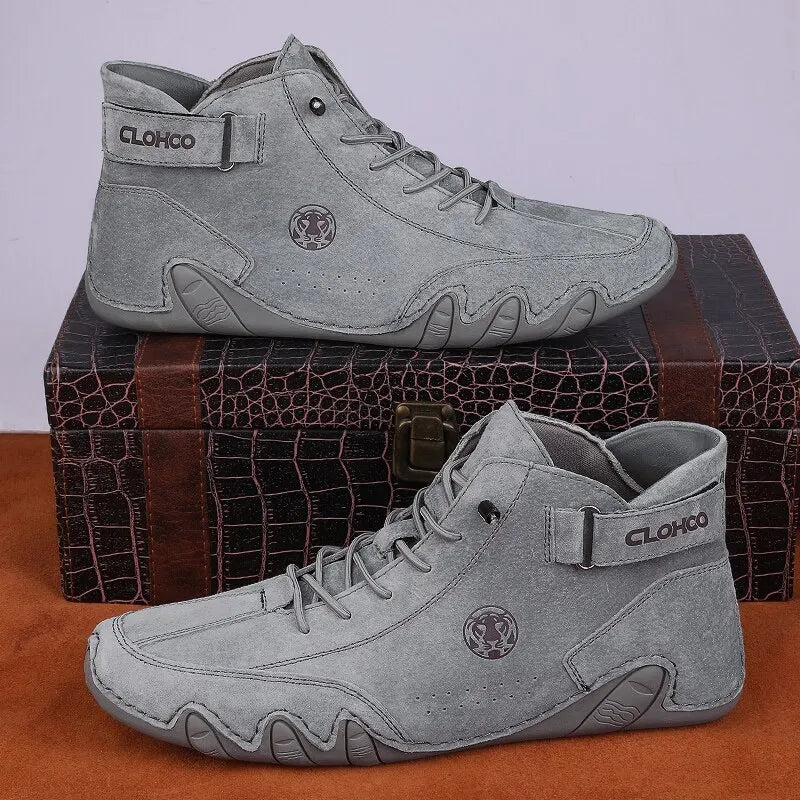Men's Genuine Leather Lace-Up Ankle Boots