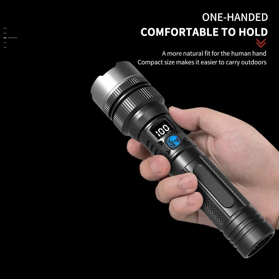 100000LM Super Bright Rechargeable LED Flashlight – Long Range Waterproof Camping Torch