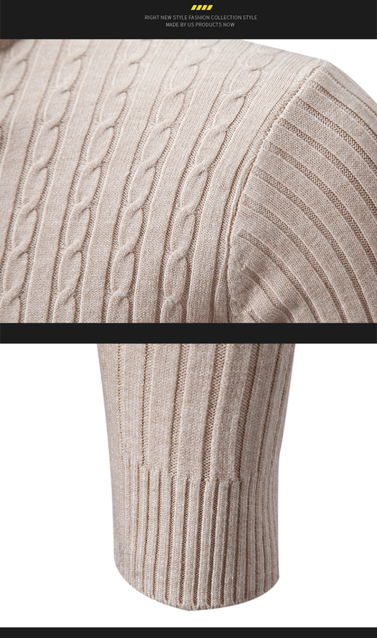 Men's High Neck Turtleneck Knit Sweater — Classic Winter Knitwear