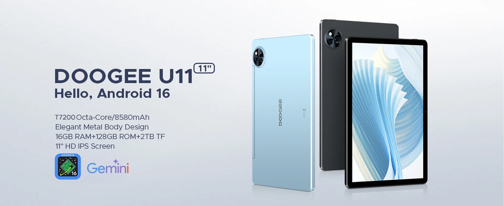 DOOGEE U11 11" Android 15 Tablet – 90Hz Display, 4GB RAM, 128GB ROM, 8580mAh, Dual Speaker, Widevine L1