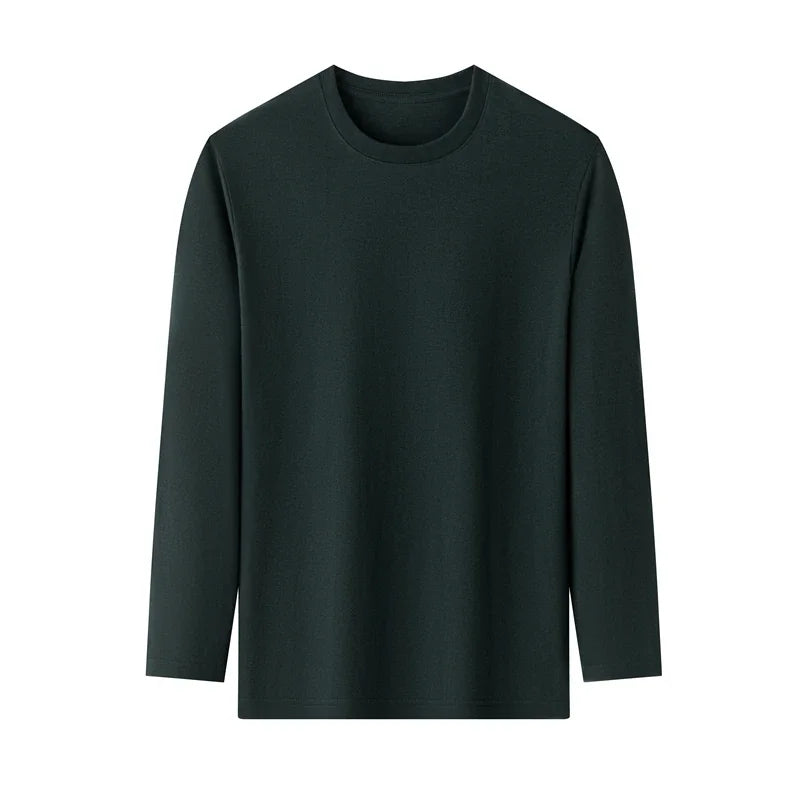 Men's Solid Color Round Neck Cotton Long Sleeve Tee — Everyday Essential