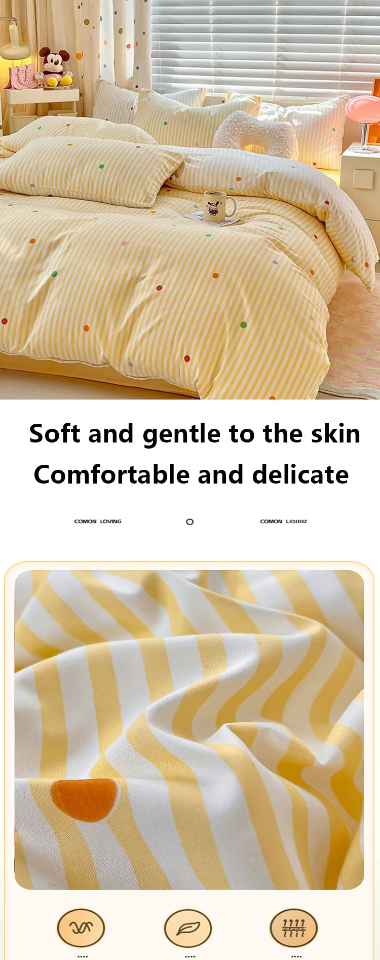 European-Style Washed Cotton Pillowcase | Soft & Breathable, Simple Printed Down Comforter Protection Cover