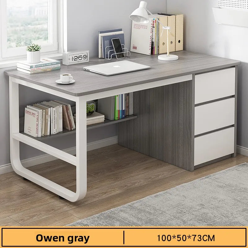 Modern Desk with Integrated Bookshelf — Student Writing Desk, Home Computer Desk & Bedroom Study Table