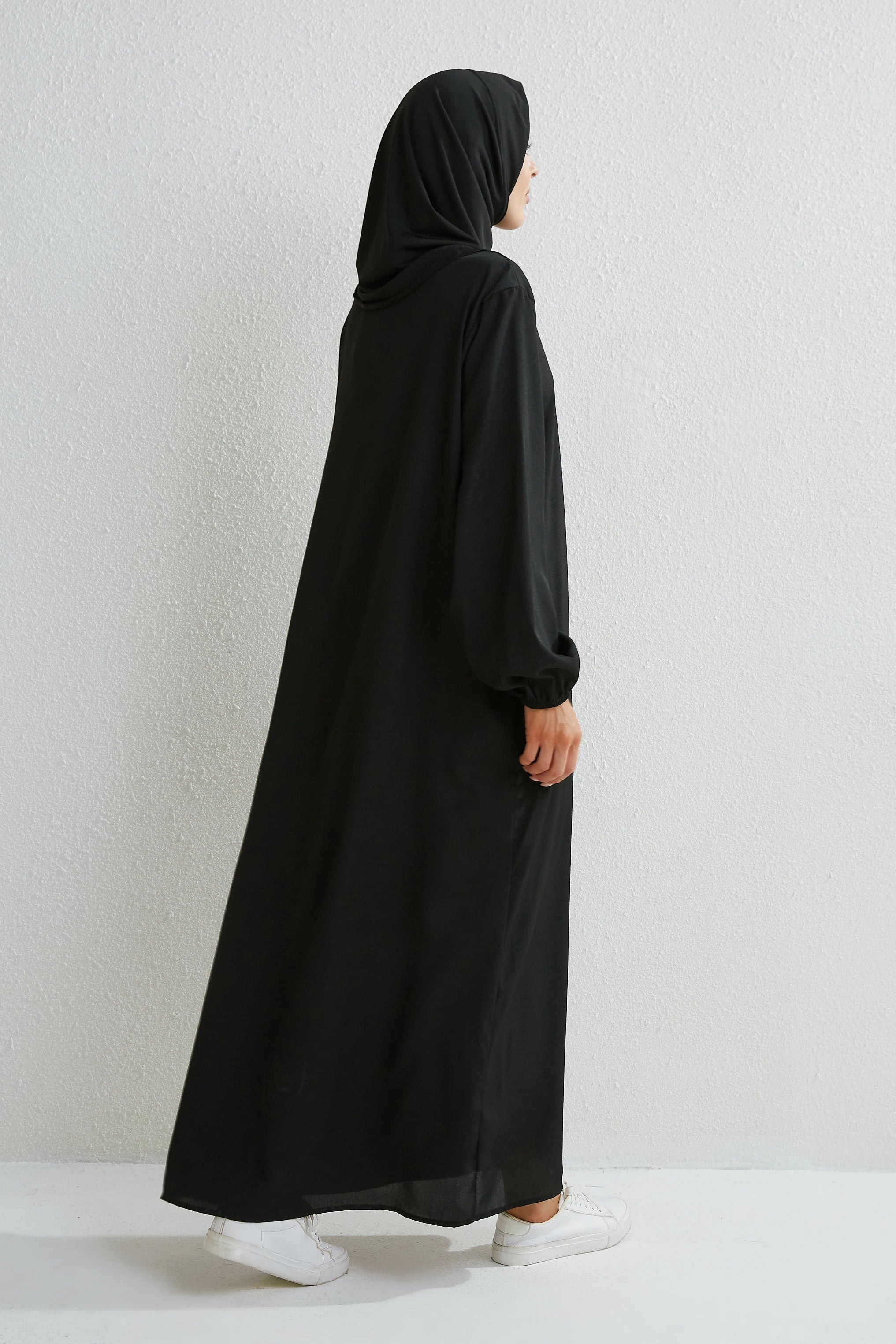 Muslim Floral Printed Full Sleeve Maxi Robe — Loose Modest Long Casual Dress