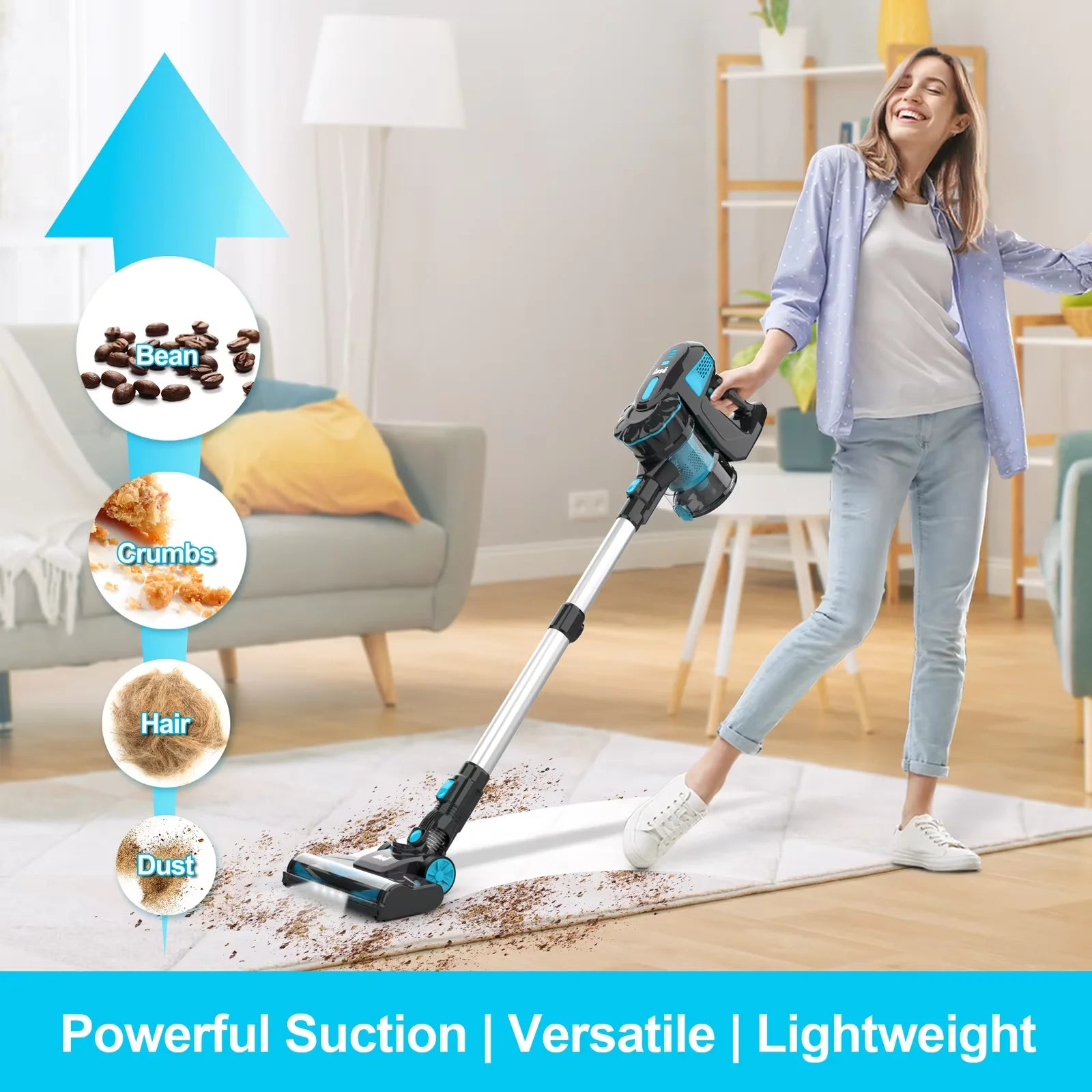 INSE V770 Cordless Handheld Vacuum Cleaner — 6-in-1 20KPa Lightweight Stick Vacuum with Flexible LED Headlights for Carpet & Bed