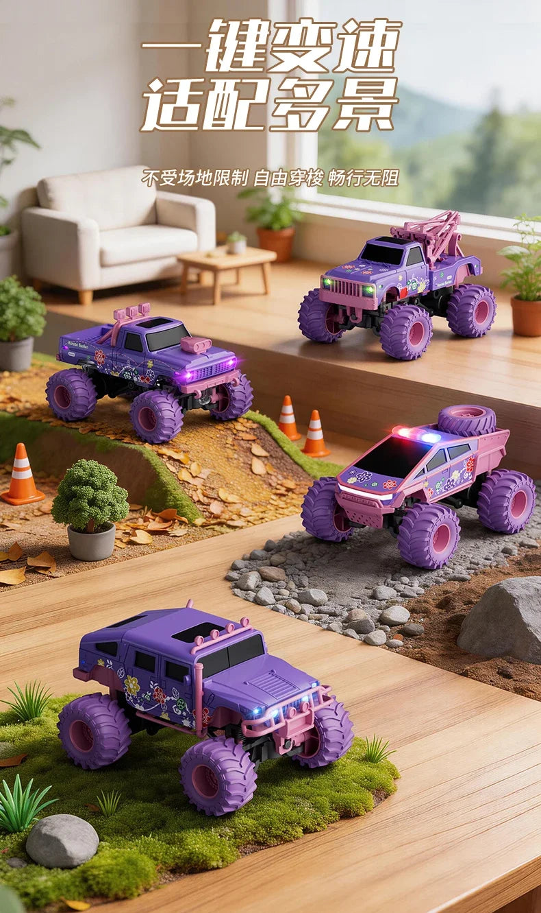 hot model 1:64 mini alloy remote control truck 2.4G four-wheel drive big foot off-road vehicle simulation model children toy car