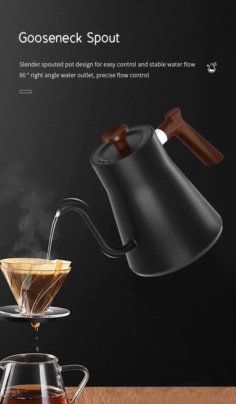 900ml Electric Gooseneck Kettle – 1200W, Stainless Steel, Temperature Control for Coffee & Tea
