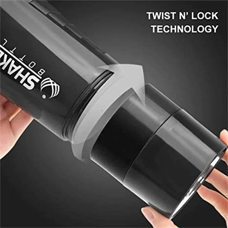 500ml Portable Protein Shaker Bottle with Powder Storage & Wire Whisk Ball – Gym & Sport Mixer Cup