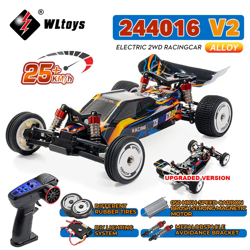 WLtoys 244016 V2 1:24 Scale 2WD RC Racing Car with Electronic Gyro – 25KM/H 3-Speed Remote Control