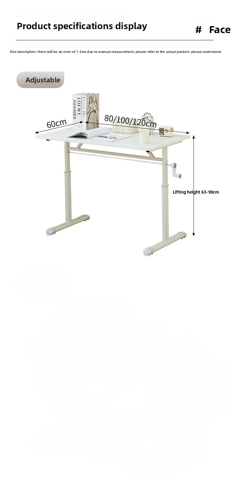 Hand Crank Adjustable Height Desk Computer Desk & Office  Ergonomic Study Table Home Office Writing Gaming Desk for Kids Adults