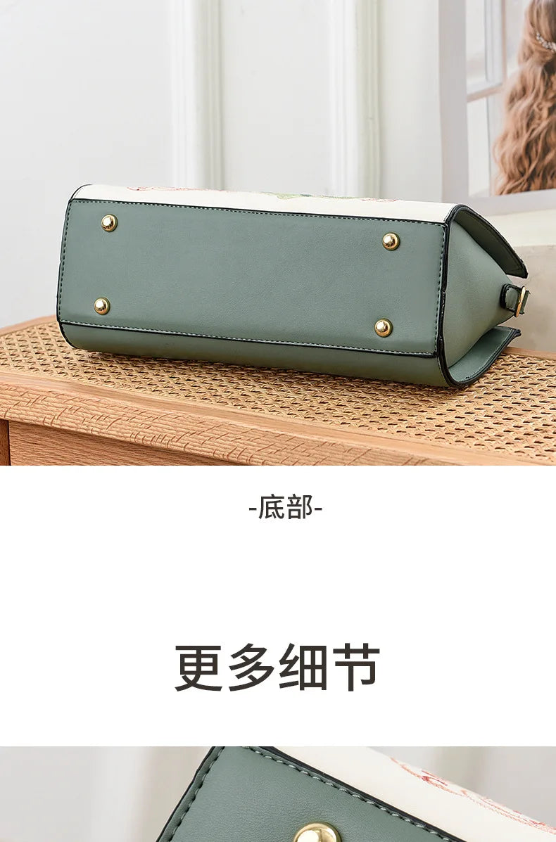 Luxury Embroidered Floral Soft PU Leather Crossbody Shoulder Bag – Casual Designer Handbag for Women