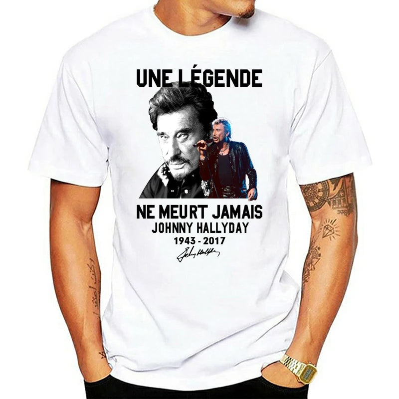 Johnny Hallyday Graphic T-Shirt — Une Légende Ne Meurt Jamais Fan Tee