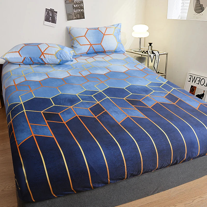 Printed Fitted Bedsheet – Super Soft Mattress Protector, Queen & King, No Pillowcase