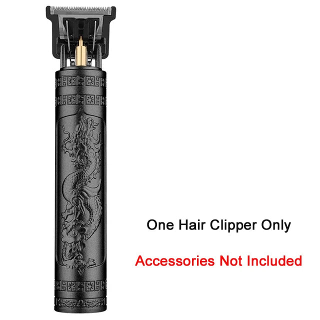 XMSJ Vintage Cordless Hair Clipper – USB Fast Charge, 85-Min Runtime, Dragon & Buddha Designs