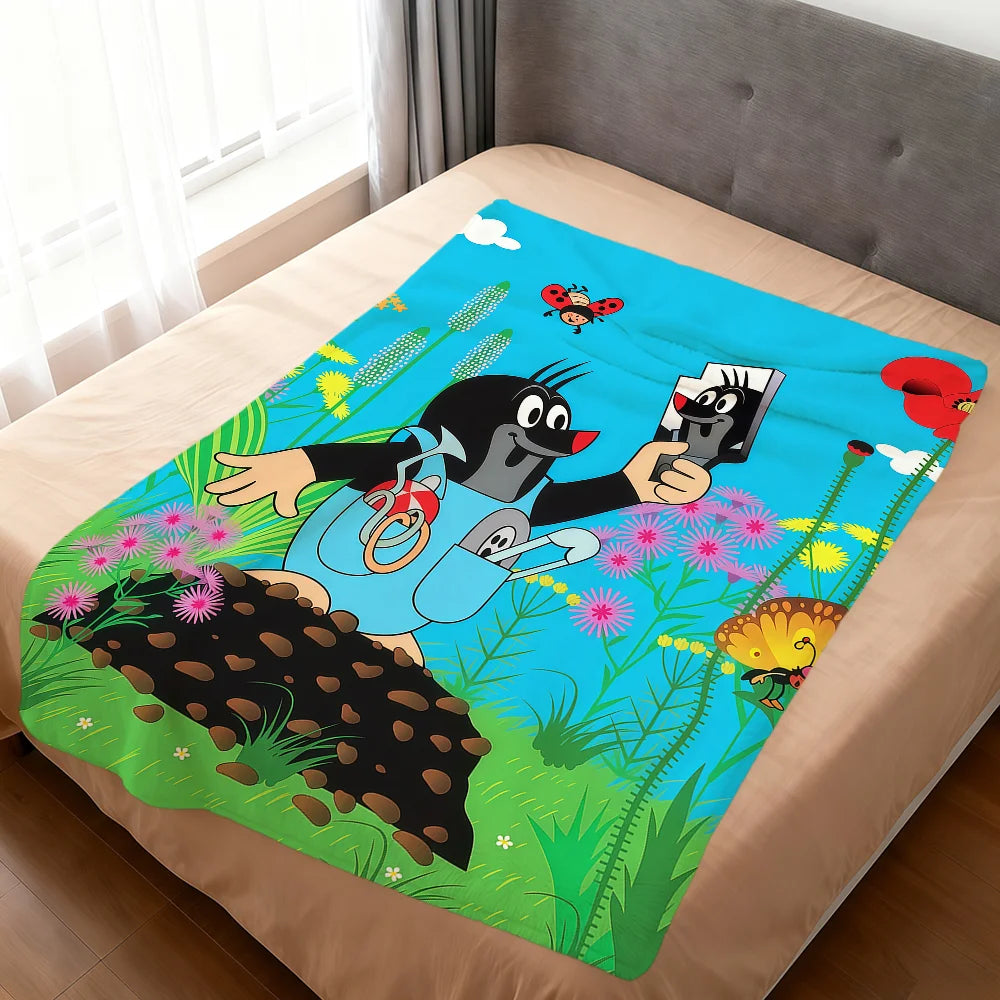 Cartoon Mole Soft Warm Plush Flannel Blanket – Cozy Sofa & Bed Throw, Nap Blanket