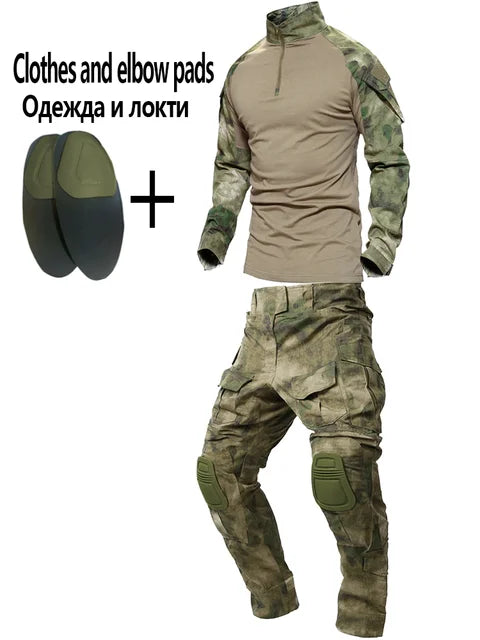 Men's Multicam Tactical Uniform Set – Combat Shirt & Cargo Pants for Airsoft & Hunting