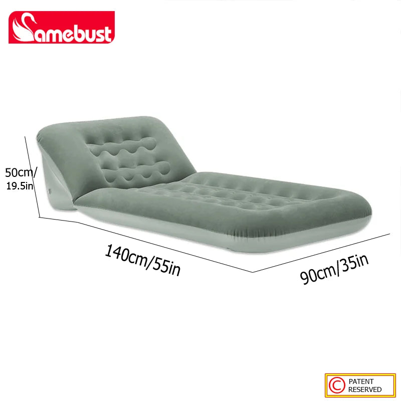 Foldable Inflatable Air Mattress Sofa Bed – Adjustable Indoor & Outdoor Sleeping Mat, Brown or Gray