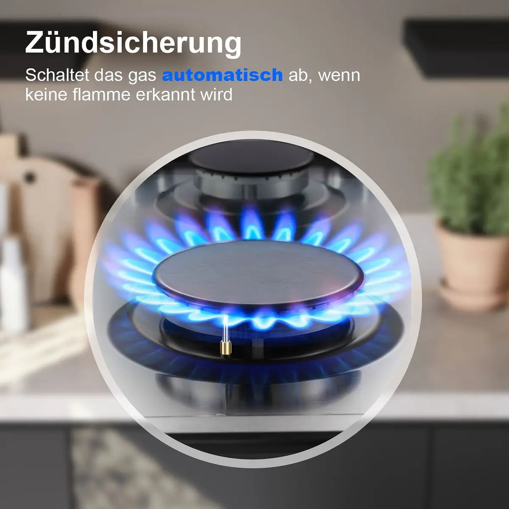 Stainless Steel 2-Burner Gas Hob – Automatic Flame Protection, Dual Fuel Natural Gas/Propane, Built-in or Freestanding, 2400W
