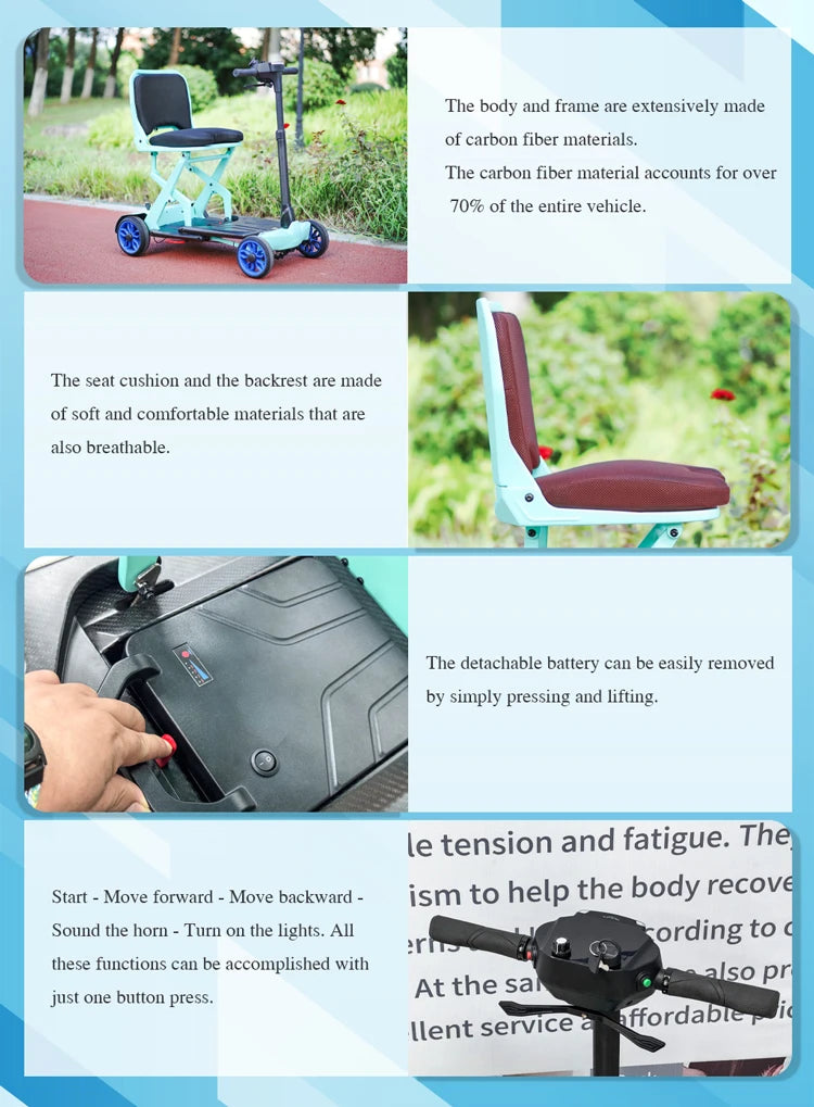 Compact 4-Wheel Mobility Scooter – 180W, 13–15 km Range