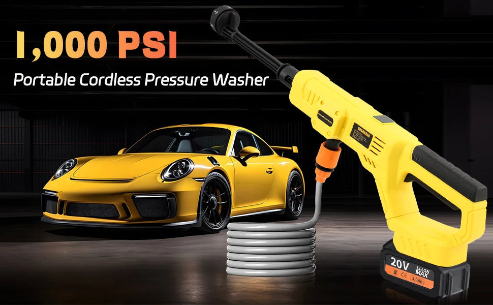 Brushless Cordless Pressure Washer – 6-in-1 Nozzle, DeWalt 20V Battery Compatible