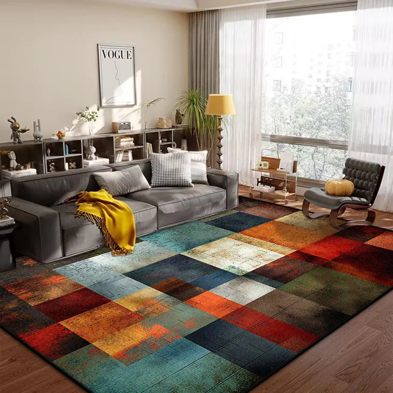 Geometric Abstract Large Area Rug – Non-Slip Custom Floor Mat for Living Room & Bedroom, 15 Colors & 15 Sizes