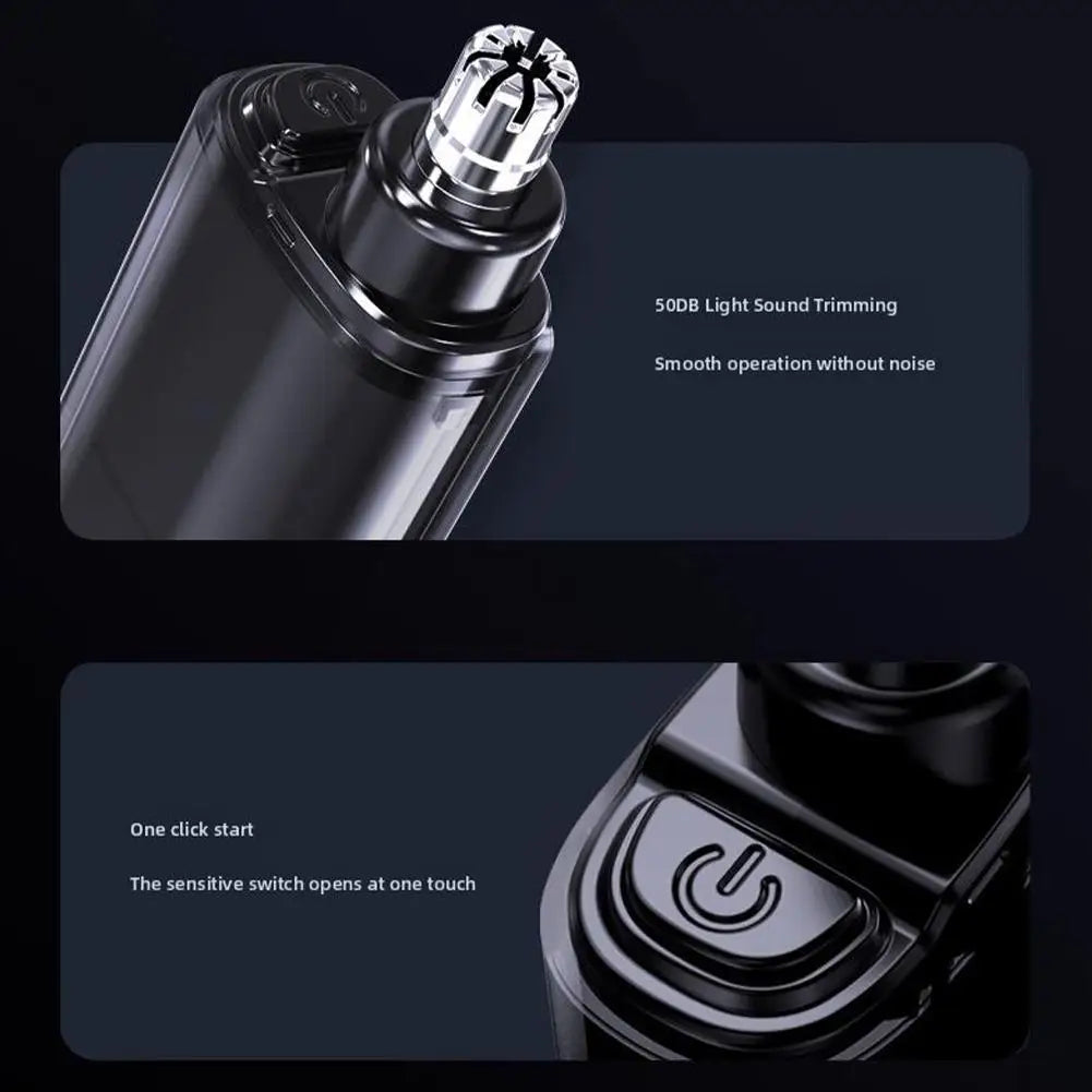Mini Electric Nose & Ear Hair Trimmer – USB Rechargeable, One-Button Start, Low Noise, Washable