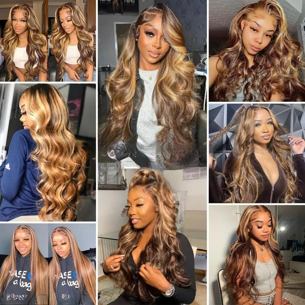 30 Inch Honey Blonde Ombre Body Wave Lace Front Wig | 4/27 Highlight 13x4 13x6 HD Glueless Pre-Plucked Brazilian Human Hair