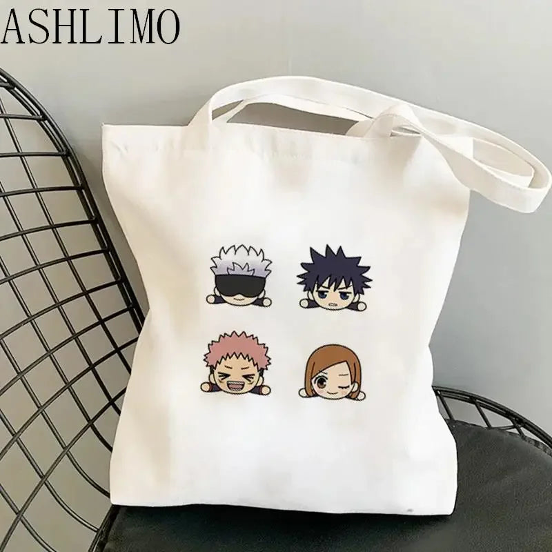 Jujutsu Kaisen Anime Canvas Tote Shopper Bag – Large Reusable Shoulder Bag for Women
