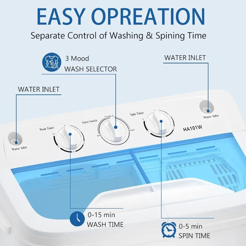 Portable Washer & Dryer Combo Set — 32 lbs Dryer Capacity, 5 Drying Modes, 18 lbs Fully Automatic Washing Machine