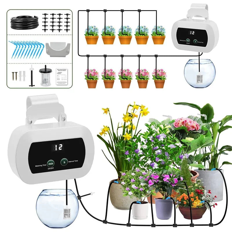 Automatic Plant Watering System – 1800mAh USB-C Irrigation Controller, Customizable Schedule