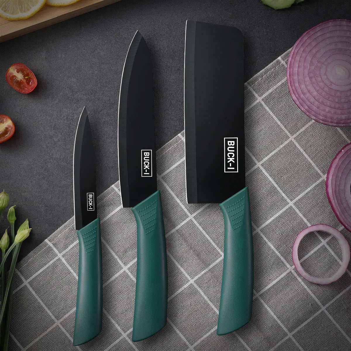Kitchen Knife Set with Covers – Utility, Chef & Fruit Knife for Cutting Meat, Vegetables & More