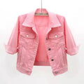 Women's Denim Jacket – Short Casual Jean Coat in Pink, White, Light Blue & Lavender
