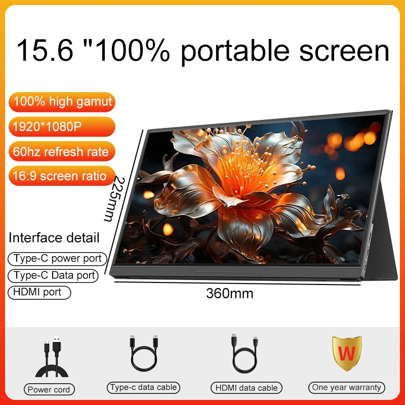 15.6-Inch QHD Portable Monitor – 120Hz Gaming Display