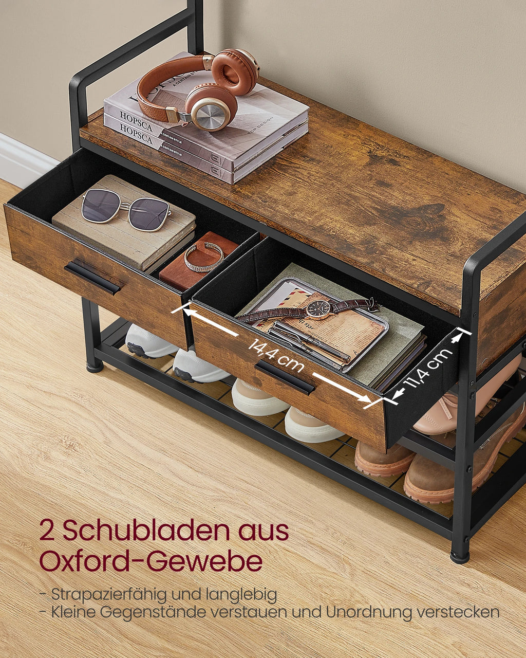 VASAGLE Coat Rack with Shoe Bench – Separable Design, Entryway Hall Tree & Storage Organizer