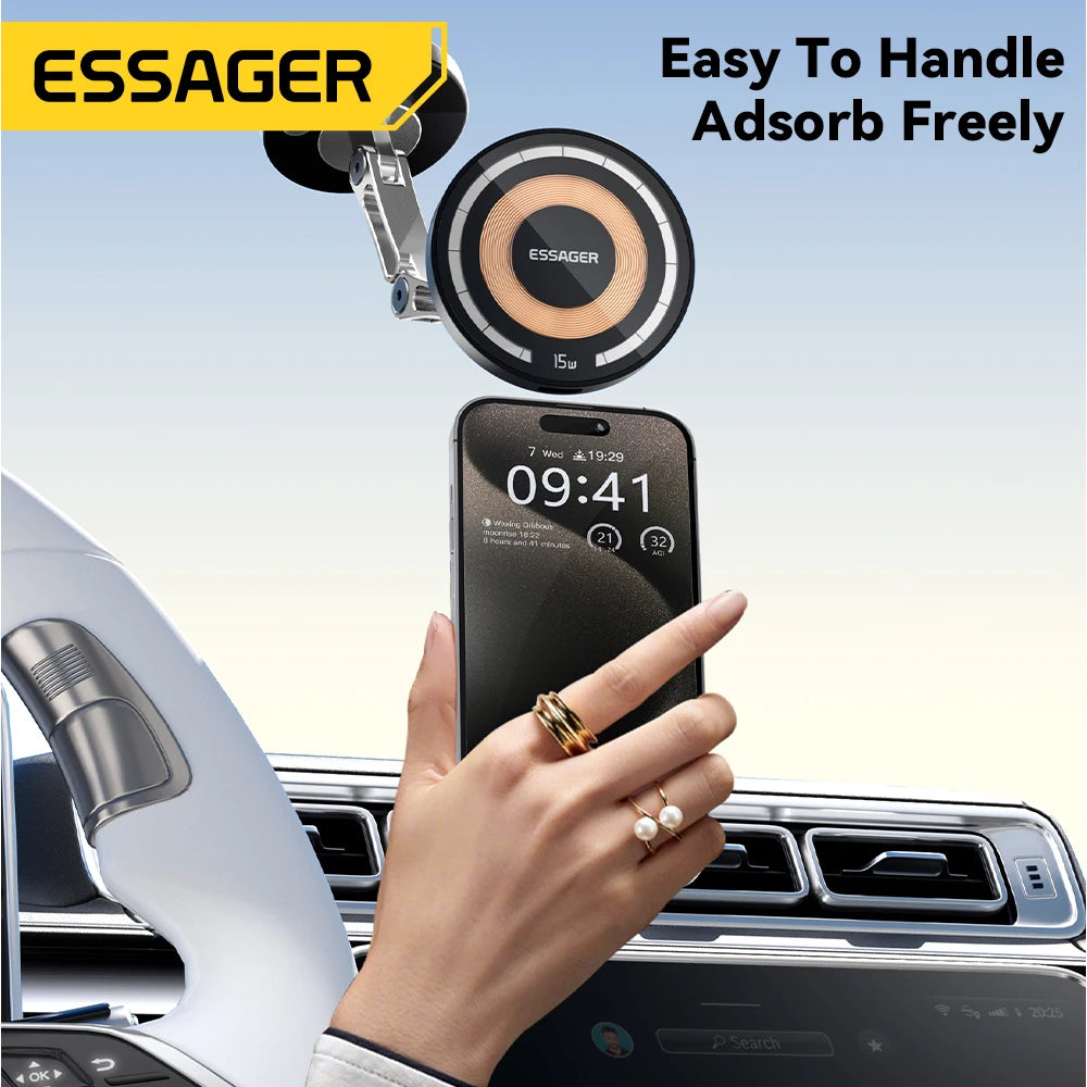 Essager Magnetic Wireless Car Charger & Phone Mount – 15W MagSafe iPhone 15 14 13