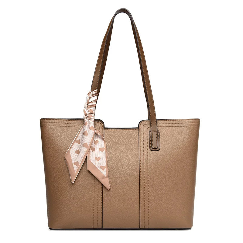 Genuine Cow Leather Large Shoulder Tote Bag – Rivet Sequin Designer Handbag for Women