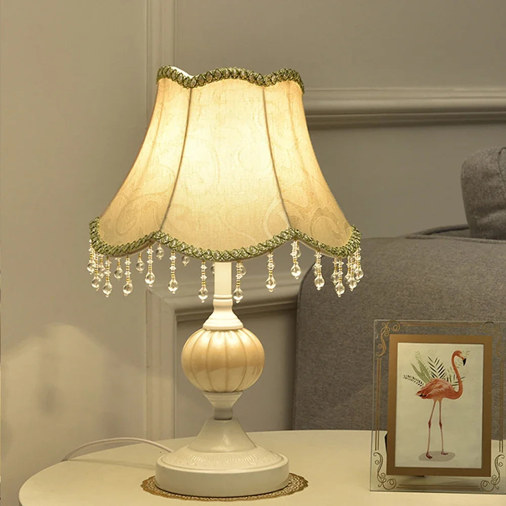 Bedside Lamp – Fabric Shade & Gold or White Base