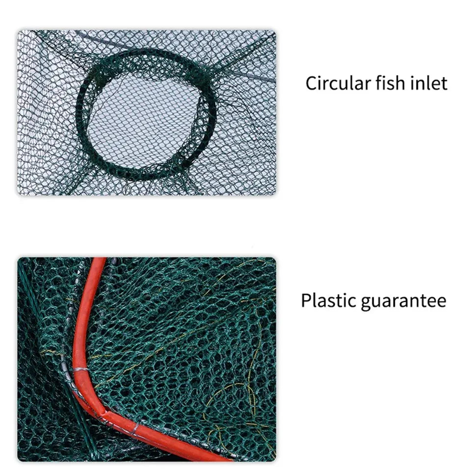 Collapsible Cast Net Fish Cage — Nylon Mesh Trap for Crab, Shrimp & Crayfish